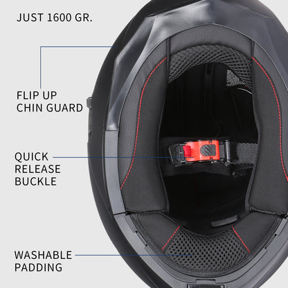 GJH Motorcycle Helmets for Men & Women Modular Motorcycle Helmet Flip Up Anti-Fog Lens Double for Helmets for Adults DOT Approved（M/L/XL）